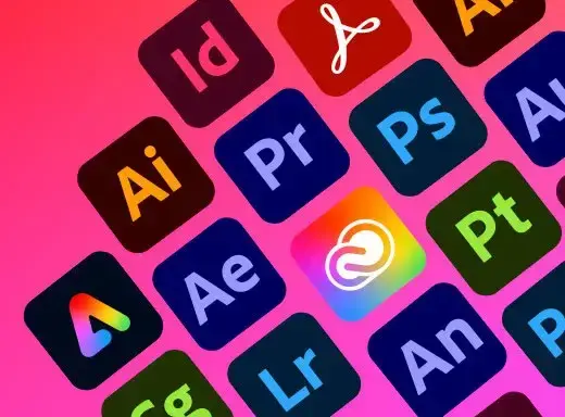 Les applications Adobe Creative Cloud affichées sur un ordinateur de bureau.