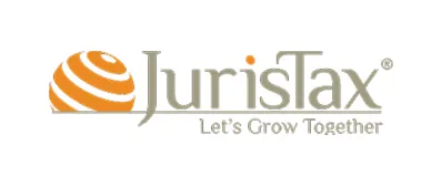 Logo for JurisTax, a software reseller in Mauritius, featuring an orange and white globe with the text JurisTax and the tagline "Let's Grow Together" beneath it.