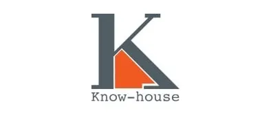 A stylised grey letter K with an orange house shape integrated into the design, accompanied by the text Know-house below—ideal for a software licensing reseller or Adobe Microsoft Bitdefender reseller in Mauritius.